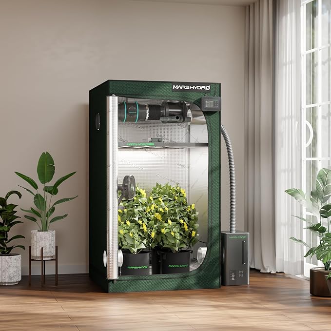 MARS HYDRO 3.3x3.3 Grow Tent Pro, 39"x39"x71" 2000D Thickened Polyester Canvas & High Reflective Mylar, Larger Observation Window, Controller & Socket Hanger,for TS1000/FC3000 Indoor Plant Growing