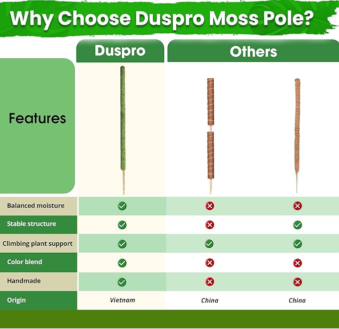 DUSPRO 42’’ Mesh Moss Pole for Climbing Plants, Natural Moss Pole Monstera Plant Support, Real Moss Poles for Plants Indoor, Moss Stick for House Plants, Moss Stakes for Climbing Plants