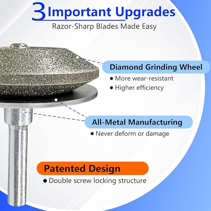 Diamond Lawn Mower Blade Sharpener, All-Metal Construction, Universal Blade Sharpeners for Any Power Hand Drills (150 Grit)