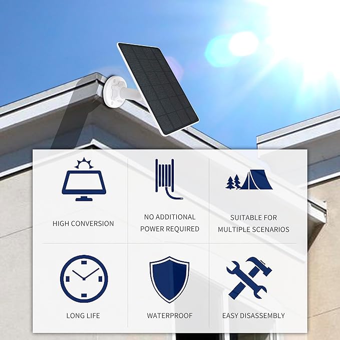 Solar Panel for Ring Doorbell, 5W Solar Charger Compatible for Ring doorbell, Video Doorbell 2/3/3 Plus,Video Doorbell 4, Video Doorbell Plus, for Ring Battery Doorbell Pro with 13ft Charging Cable