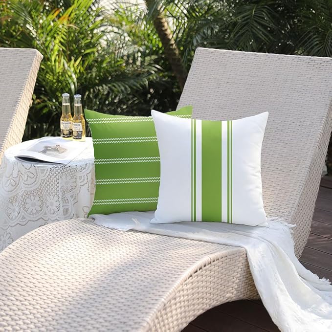 DFXSZ Outdoor Pillow Covers 20x20 Inch Set of 4 Green Waterproof Modern Geometry Throw Pillows Outdoor Summer Waterproof Decor for Patio Funiture Garden Polyester Cushion Covers 013H20