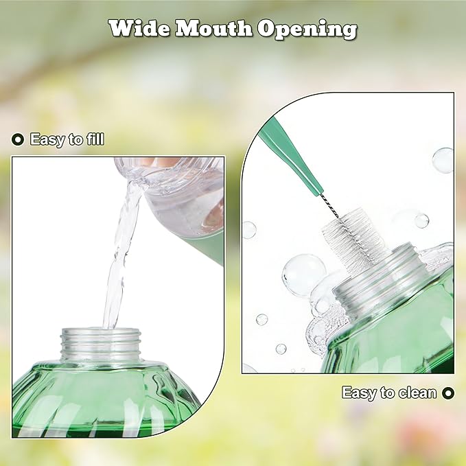 Auslar 26 Ounces Hummingbird Feeder, Hummingbird Feeders for Outdoors Hanging, Ant Moat and 5 Flower Feeding Ports, Fade Proof, Rustproof, Leakproof, Netted Flower Bud Shape Bottle, Green