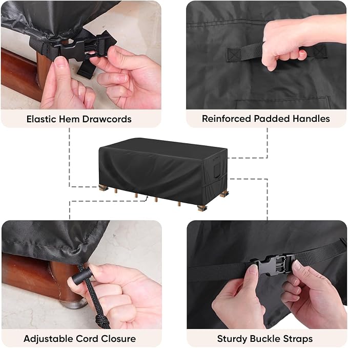 BALEINE Patio Furniture Covers, Outdoor Furniture Covers Waterproof, Heavy Duty Oxford Patio Table Cover for Outdoor Table, Chair, Sofa, Desk (Black, 108"L x 82"W x 28"H)