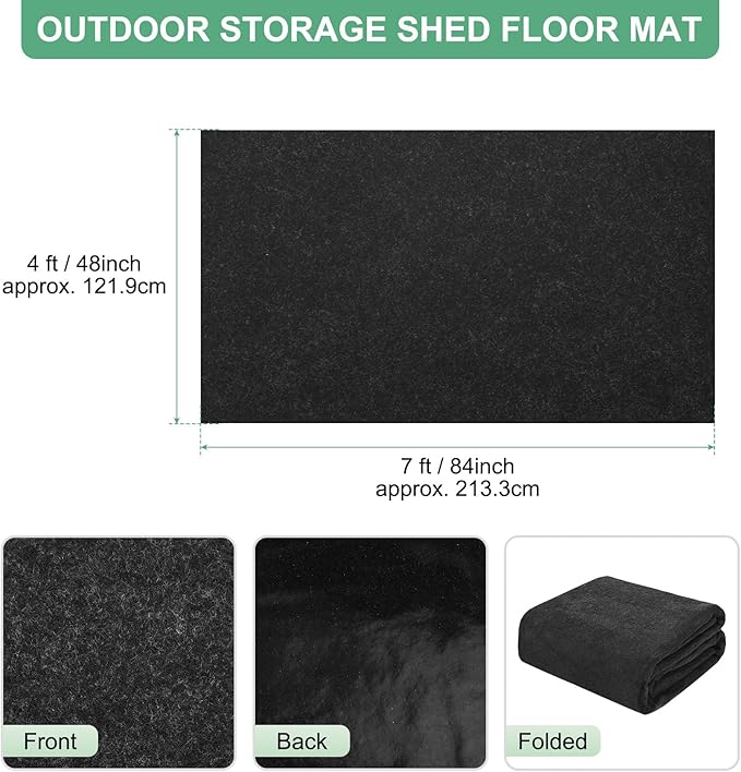 M METERXITY Outdoor Storage Shed Mat, 4x7 FT Waterproof Small Shed Flooring Mat for Patio Furniture Floor Protecting from Wear/Liquid/Dust/Oil, Non-Slip Carport Pad [Grey]