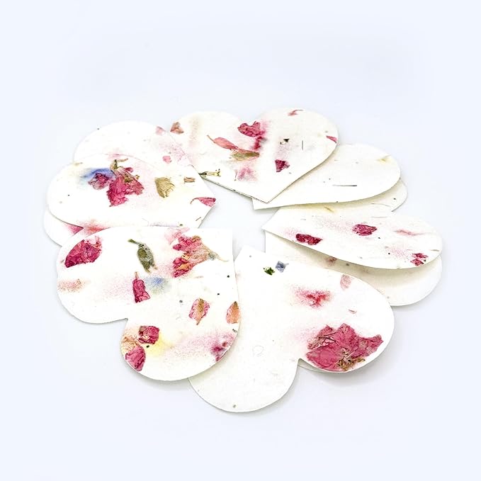 50pcs Large Pink Heart Seed Paper – Writable & Plantable Wildflower, Mom's Gift for Mother’s Day, Use for Wedding, Baby Shower, Heart Party Favors & Easter Decorations