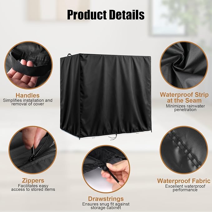 Kasla Storage Cabinet Cover, Outdoor Chest Storage Waterproof Cover, Weatherproof Cabinets Covers for Kitchen Patio Garden Backyard (63"L×32"W×70"H)
