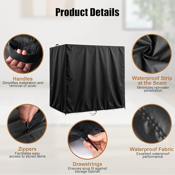 Kasla Storage Cabinet Cover, Outdoor Chest Storage Waterproof Covers, Weatherproof Cabinets Covers for Kitchen Patio Garden Backyard (Custom Cover)