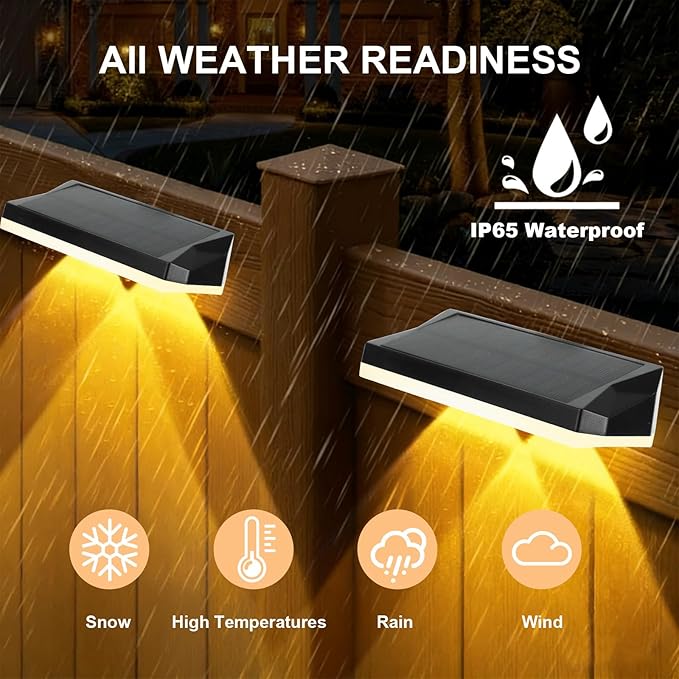 Solar Fence Lights with 13-Mode RGB, Solar Power Garden LightsWaterproof IP65, 20 Hours of Runtime, Solar Outdoor Lights for Yard, Deck, Patio, Wall, Post(8PCS)