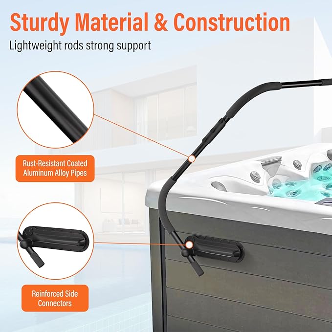 Cover Lifter, Hot Tub Cover Lifter,Pivot Top Mount Spa & Hot Tub Cover Lift Removal System Reinforced Brackets with 3 Hook Towel Rack,Fit for Most Spa Hot Tubs,Hot Tub Width Below 96"