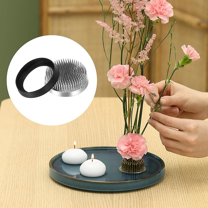 PATIKIL 2.8" Flower Frogs Ikebana Kenzan, Flower Arranger Tool Stainless Floral Frog Pin Holder for Vase Flower Arrangement, Silver Tone