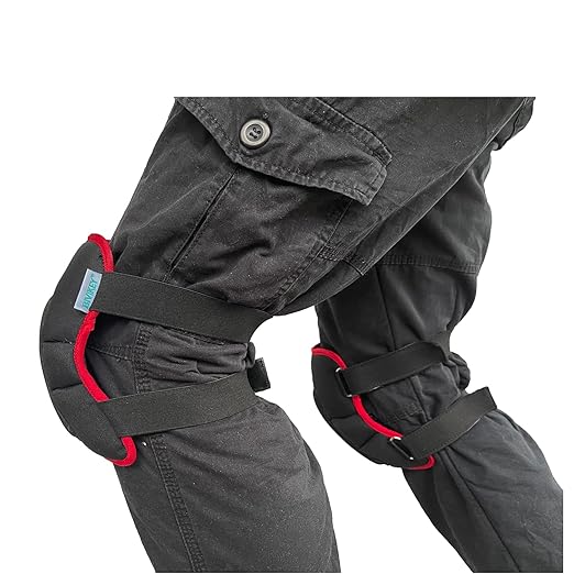 Work Knee Pads Made of Tear Resistant Oxford Cloth and Durable Rubber|Waterproof and Breathable Suitable for Mechanical Repairs and Yard Work|With Adjustable Straps Red