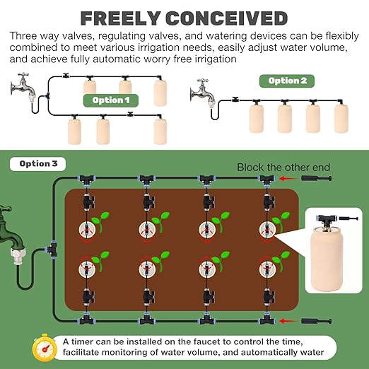 4pcs Automatic Drip Irrigation Kits Garden Irrigation 30oz 3.5x3.5x7in Ollas Plant Watering Device Easy Self Watering Planter Olla Watering Classic Vacation Plant Watering Devices