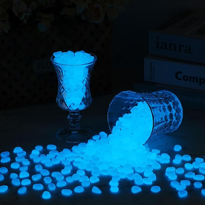 Landical 20000 Pcs Glow in the Dark Rocks Bulk Blue Garden Glow Rocks Outdoor Garden Glow in the Dark Pebble Glow in the Dark Stone for Walkway Backyard Landscaping Fish Tank Plant Decor