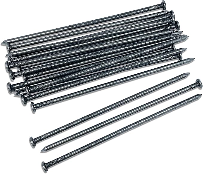 Landscape Stakes 10 Inch Metal Landscape Edging Anchoring Spikes, 100PCS Landscape Paver Edging Anchoring Stake for Paver, Weed Barriers, Turf, House Construction, Tent, Camping
