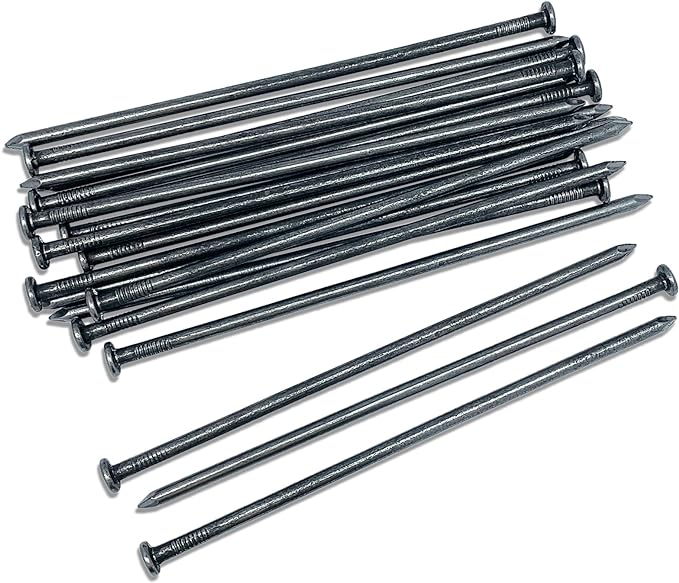 Metal Nails 50 Pcs 10-Inch Landscape Anchoring Spikes for Paver, Weed Barriers, Turf, House Construction, Carpentry Nail, Tent, Anchoring Spikes (10in 50pcs)