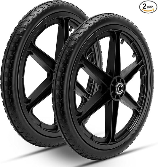 20" Flat Free Wheels Compatible with rubbermaid Wheelbarrow Tires (5/8 inch bearing)