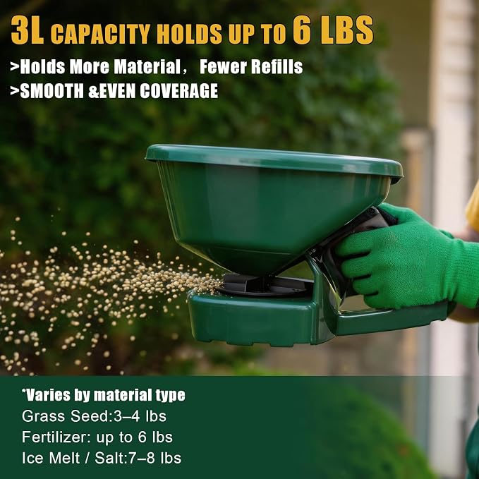 Hand Crank Seed Spreader, 3L Lawn & Fertilizer Spreader
