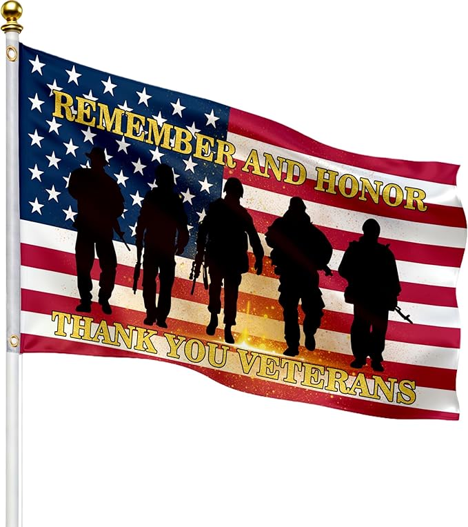 Veteran Flag 3x5 Ft - Double Sided Patriotic American Flag with Brass Grommets, Veterans Day Memorial Day 4th of July Outdoor Yard Garden Decorations for Outside