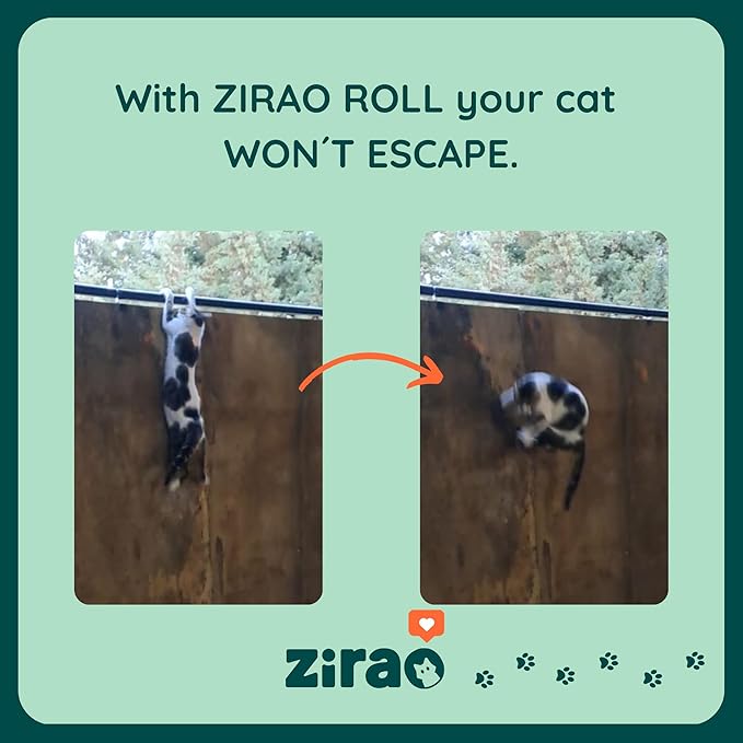ZIRAO ROLL - Outdoor Cat Anti-Escape Barrier, Quality Cat Protection for Patios and Gardens, Cat Fence, Cat Barrier, 7.8 Ft
