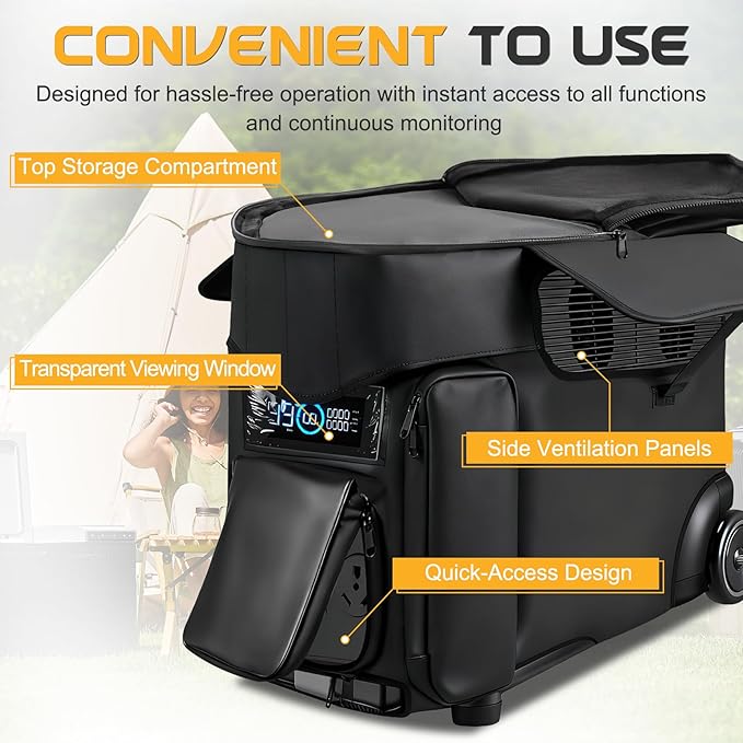 Protective Cover Compatible with DELTA Pro & Extra Battery, Waterproof Dustproof Storage Case with Top Compartment, Transparent Window & Adjustable Strap for Outdoor Indoor Use