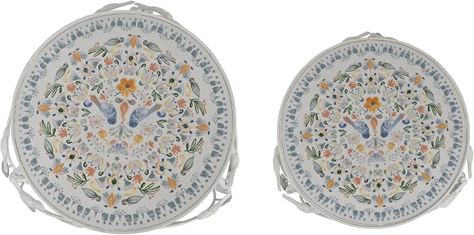 Set of 2 Plant Stand for Indoor Outdoor, Heavy Duty Cast Iron with 10" Ceramic Tile Top Plant Table, Tall Vintage Decorative Plant Rack, Mosaic Flower Pot Holder for Home Garden Porch Yard Patio