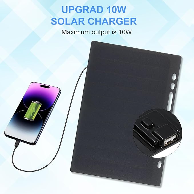 Lixada Solar Panel Charger USB Port Portable High Power Paper Shaped Monocrystalline Silicon 10W Solar Panel Charger for Cell Phone Camping Riding Climbing Travel Outdoor Activity