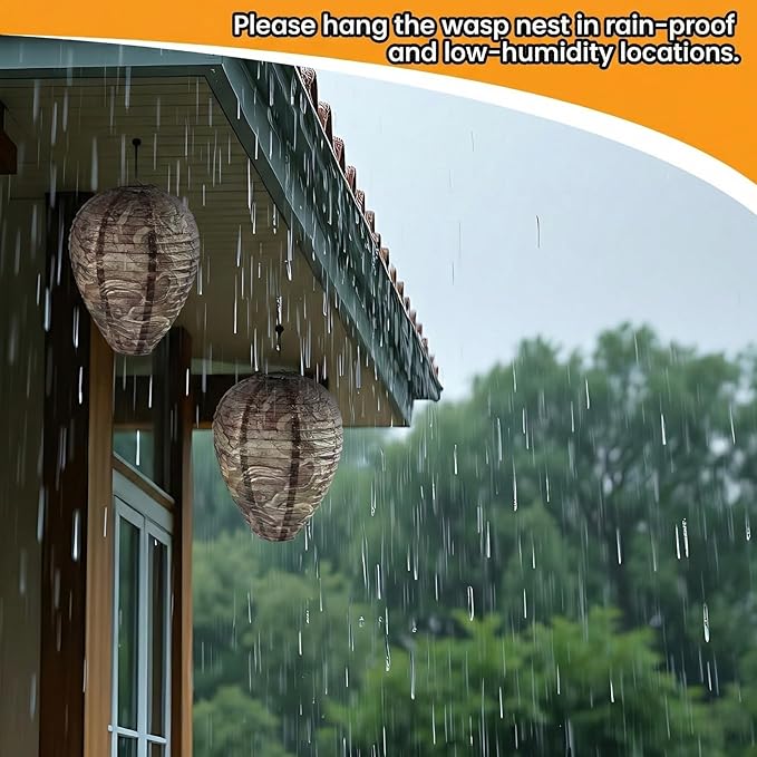 4 Pack Hanging Paper Fake Wasp Nests for Home(Deep Teal)