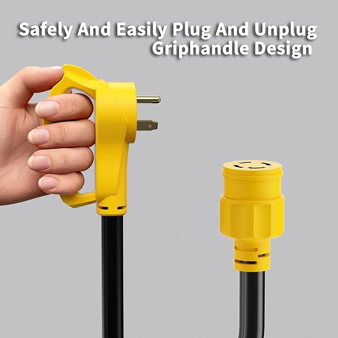 30 Amp to 30 Amp RV Generator Plug Adapter 12 Inch, NEMA TT-30P Male to NEMA L14-30R Female, Heavy Duty RV Generator Adapter with Twist Lock Plug, STW 10AWG 30A 125V/250V 3750W, Yellow, ETL Listed