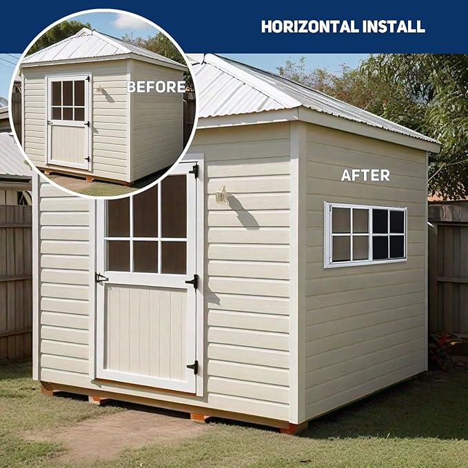 Hryan 18"x27" Shed Window for Chicken Coop, Playhouse and Mobihome, White Windows for Exterior Sheds, Mobile Home, Garage and Green House