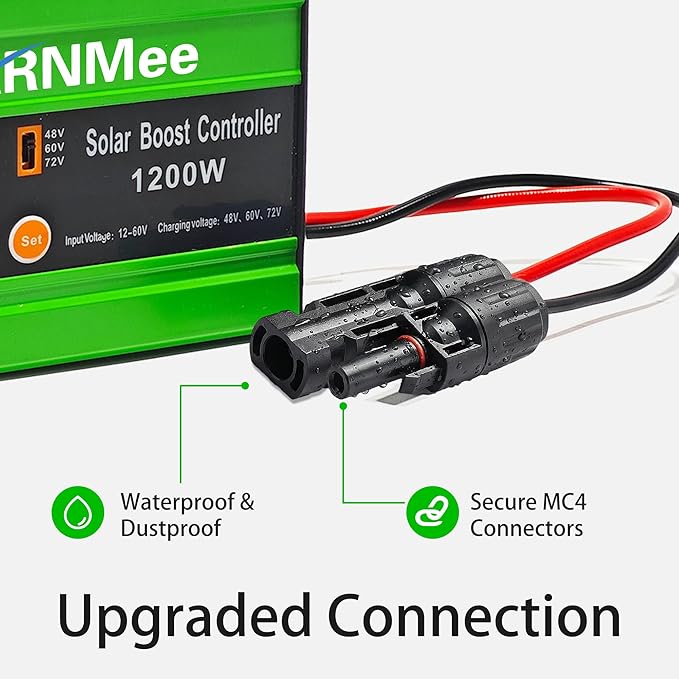 30A Boost MPPT Solar Charge Controller 72V/60V/48V, 1200W Controller with LCD,Output Max 15A for LiFePO4/Lithium/Lead Acid Battery for RV/Solar System/Golf Cart,Smart Cooling & Full Protection