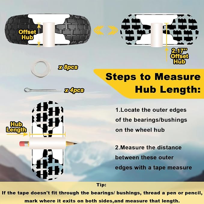 13 Inch Solid Rubber Tires, 4.00-6 Tire Flat Free with 5/8" Bearings, 2.17" Offset Hub for GOR Garden Carts, Garden Wagon Carts, Trolleys, Hand Trucks and Utility Cart(1 Pack)