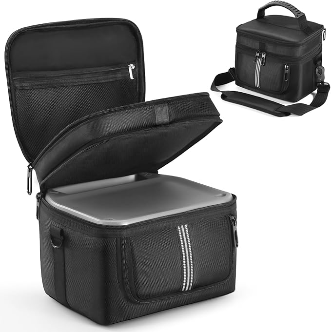 Carrying Case Compatible with ECOFLOW River 2 Power Station, Two-Layer Generator Storage Bag with Ventilated Zipper Windows & Quick Access, Includes Shoulder Strap for Camping Travel