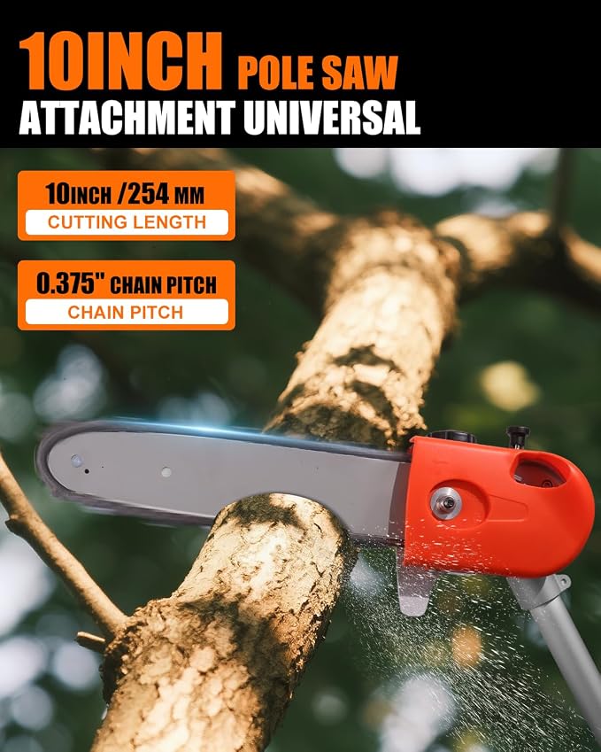 NEO-TEC 10" Pole Saw Attachment Universal, Automatic Lubrication Adjustable Pole Saws for Tree Trimming Cutting Limbs and Brush Sharp