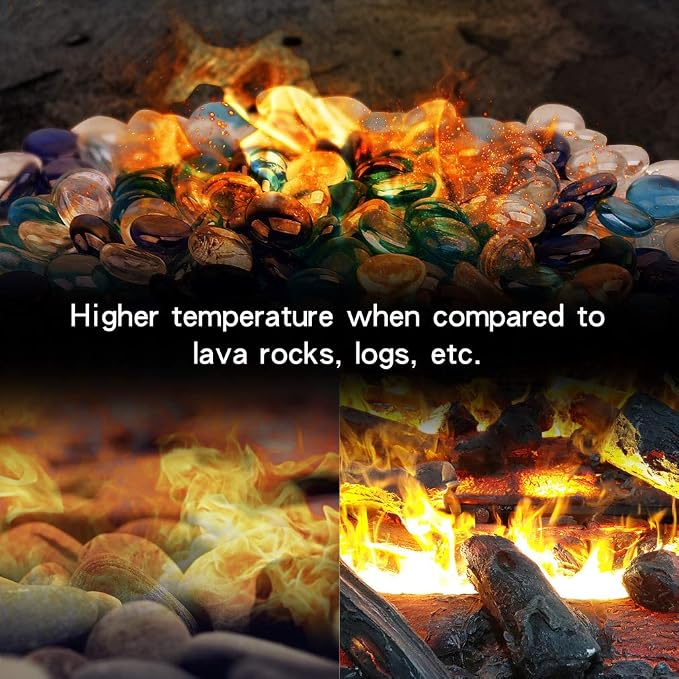 Stanbroil 10-Pound Fire Glass Diamonds - 1/2 inch Luster Fire Glass for Fireplace Fire Pit and Landscaping, Amber Luster
