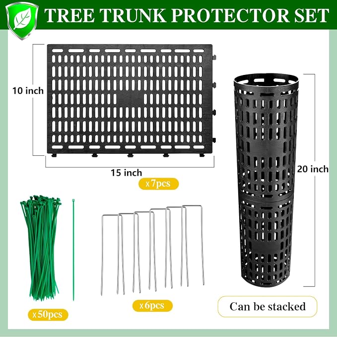 YGAOHF Tree Trunk Protector, 7 Pack Tree Trunk Protector Guard, Heavy Duty Expandable Tree Wrap, Black Tree Protectors from Trimmers, Mowers, Animals, Perfect for Saplings and Fruit Trees