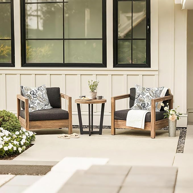 LVTXIII Outdoor Throw Pillows 18x18 Patio Waterproof Square Pillows with Piping Fade Resistant Accent Pillow for Spring Summer Garden Decoration, Set of 2, Dailey Tan