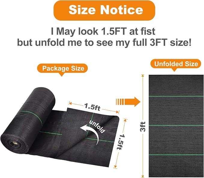 AMAGABELI GARDEN & HOME 3ft x 100ft 3.2oz Weed Barrier Landscape Fabric Garden Cloth Heavy Duty Weed Control Blocker Mat Gardening Ground Cover Durable Woven Geotextile Fabric Driveway Underlayment