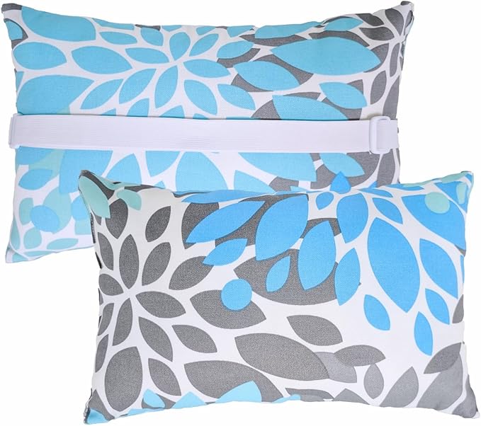 JMGBird Waterproof Chaise Lounge Pillows Set of 2-10x16 Inch Outdoor Headrest Cushions with Adjustable Straps for Pool Patio Beach Chair