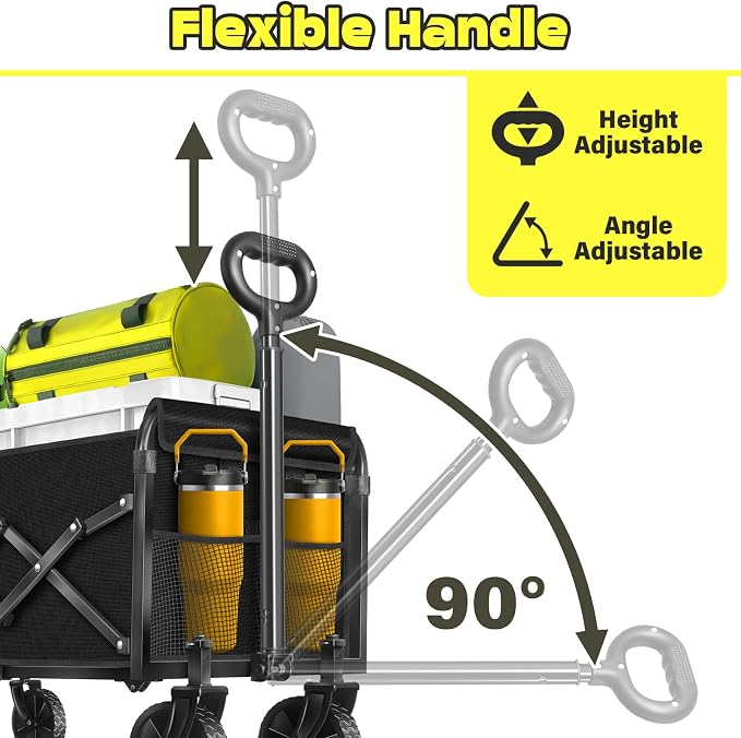 Collapsible Wagons Carts Foldable, 360lbs Portable Folding Wagon Cart with Wheels, Foldable Wagon Cart Utility for Camping, Beach, Grocery, Shopping, Sports, Garden