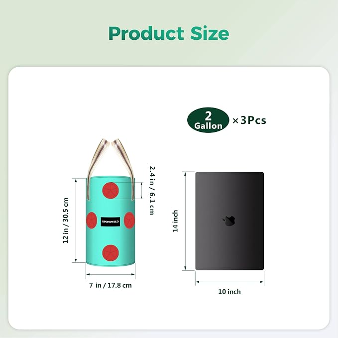 3 Pack Hanging Strawberry Planter Bags, 2 Gallon Hanging Grow Bags with Bottom Planting Hole, Thickened PE Strawberry Pot for Vegetables Herbs Tomatoes