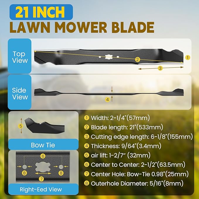 21 Inch Mulching Blade - Lawn Mower Blade for Cub Cade MTD Craftsman Troy Bilt TB110 TB200 TB320 Some 21" Walk Behind Push Mower Replace Parts 942-0741A 742-0741 742-0741A 942-0741 (2 PCS)