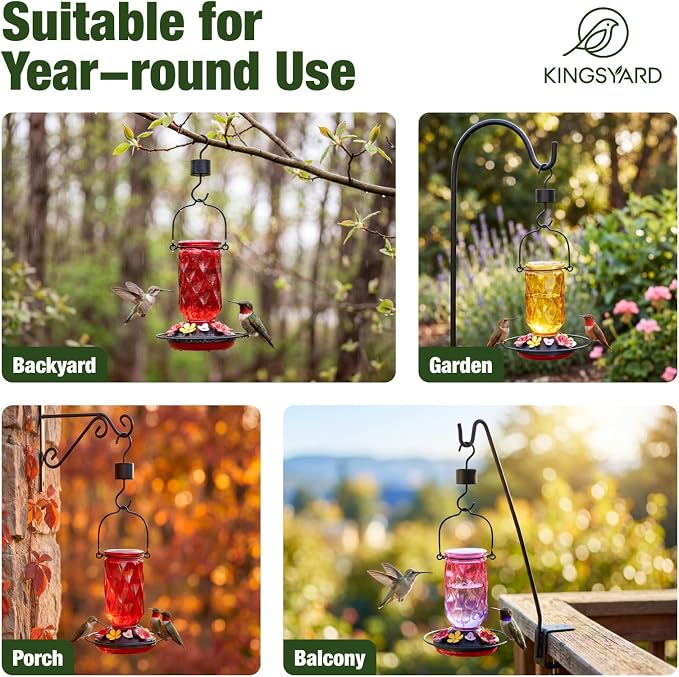 Kingsyard Hummingbird Feeders for Outdoors Hanging + Kingsyard Hummingbird Feeders for Outdoors Hanging