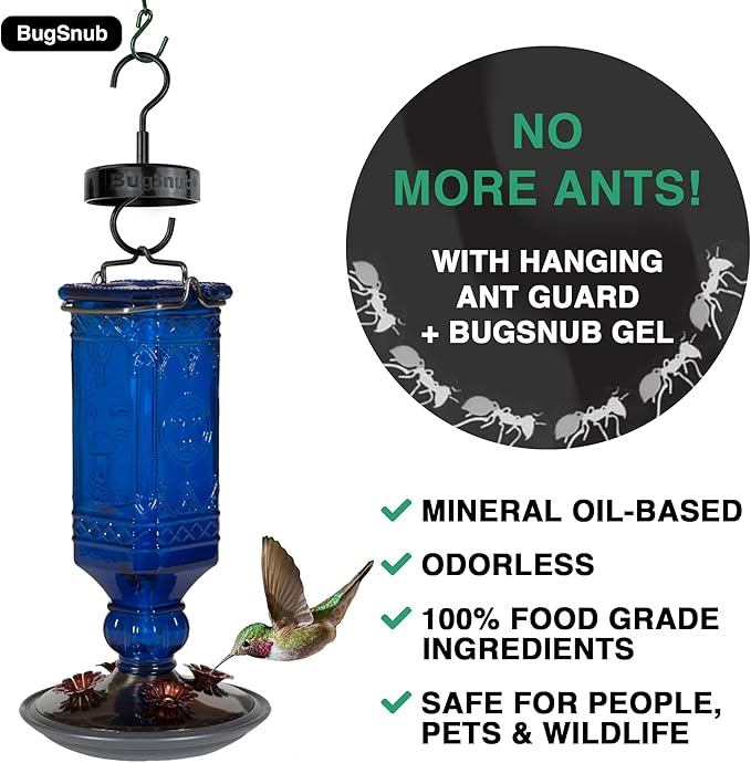 Hanging Ant Guard (1-pack)- Waterless Ant Defense for Hummingbird Nectar Feeders, Unique Upside-down Design, No Liquid Moat, Metal Hooks