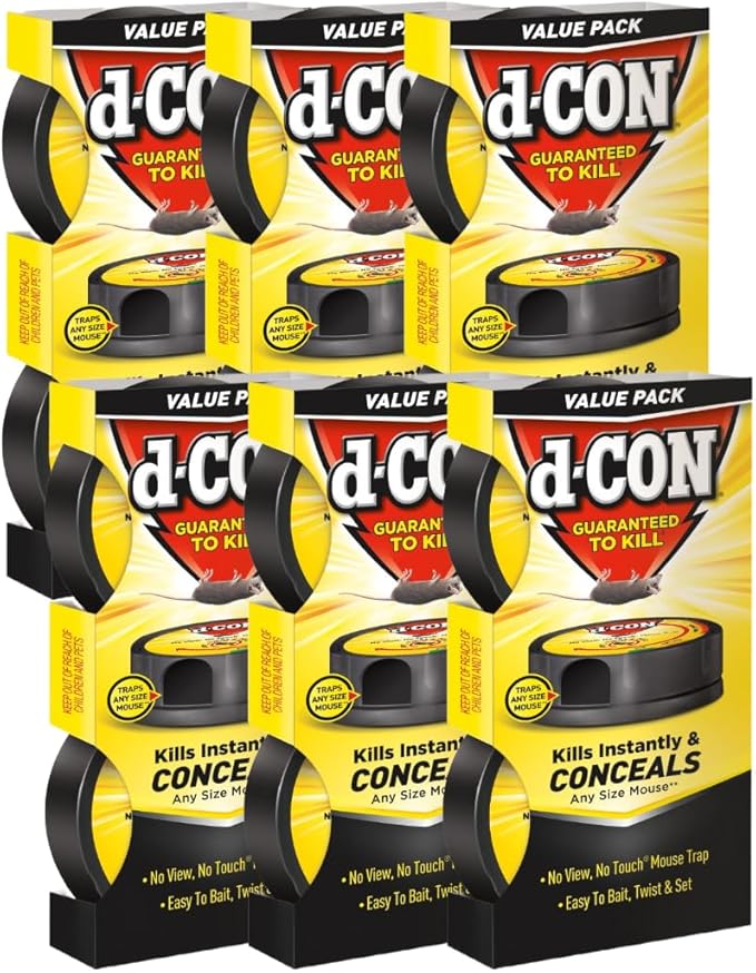D-Con No View, No Touch Covered Mouse Trap, 6 Pack (2 Traps Each) (Packaging May Vary)