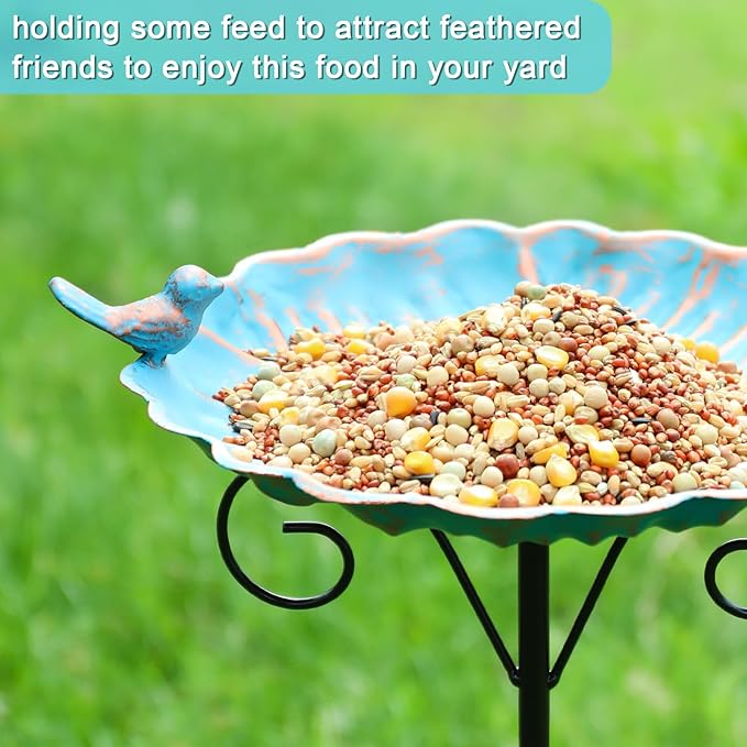 MUMTOP Metal Bird Baths for Outdoors, 34 inch Height Outdoor Birdbath Birdfeeder with Metal Stake for Outside Garden Yard Lawn Decor