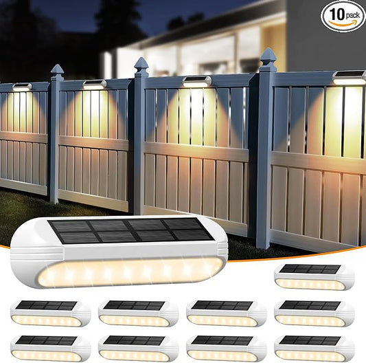 AHAORIGIN Outdoor Solar Lights for Outside, 10 Pack Bright Solar Fence Lights with Multi-Color Changing & Warm White Mode, Upgraded Solar Step Lights Outdoor Waterproof for Garden Deck Post Stair Wall