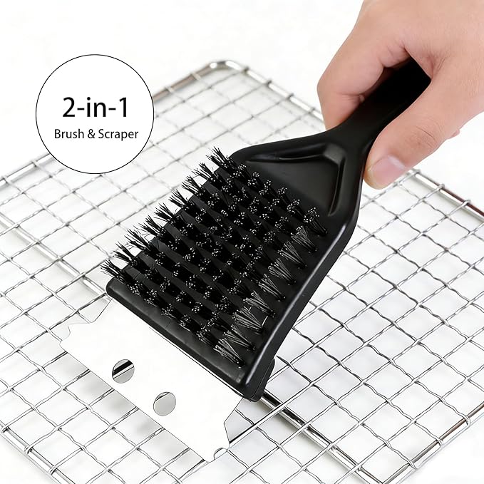 Grill Brush with Scraper, Metal Wire Grill Cleaning Brush, Heavy Duty Barbecue Grill Brush for Outdoor Grill Grate Cleaning (Simple Style)