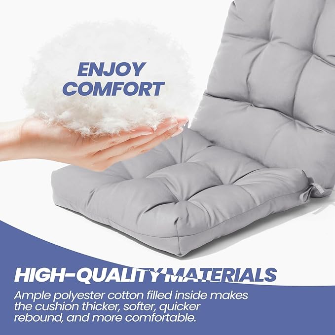 Crestlive Products Adirondack Chair Cushion, Outdoor Rocking Chair Cushion Water Resistant 50x20x4 Inch, High Back Thick Patio Replacement Cushion, Light Gray