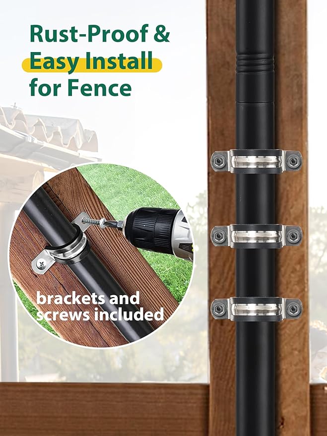 2-Pack Adjustable String Light Poles, 12.6 FT Light Poles for Outside Patio Heavy Duty, Outdoor Deck Lighting Poles with Brackets Bases for Fence Concrete Mount, Metal Stand Hanging Garden Party Decor