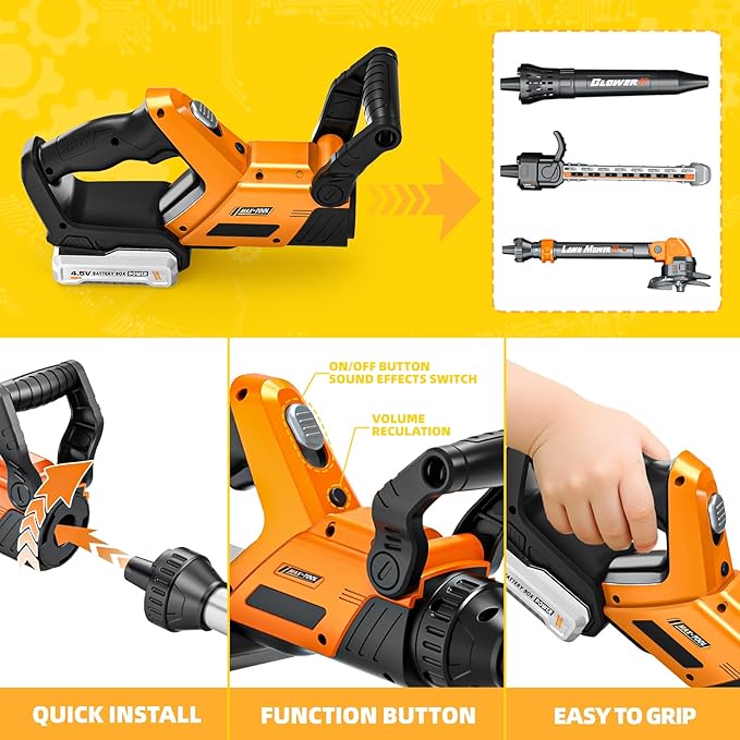 Kids Tool Set, 3 in 1 Kids Power Garden Tools with Sounds & Lights, Toy Weed Wacker, Toy Leaf Blower and Hedge Trimmer, Outdoor Toys, Toy Tools, Christmas Birthday Gifts for Boys 3 4 5 6 7 8 Year Old